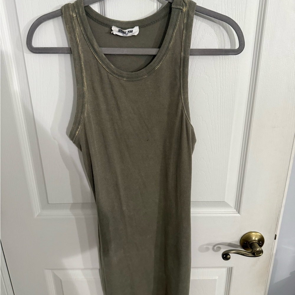 Double Zero Olive Ribbed Tank Dress